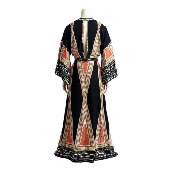 ONE CLOTHING CO boho maxi dress rayon plunge neckline bell sleeves women’s small - Picture 12 of 16